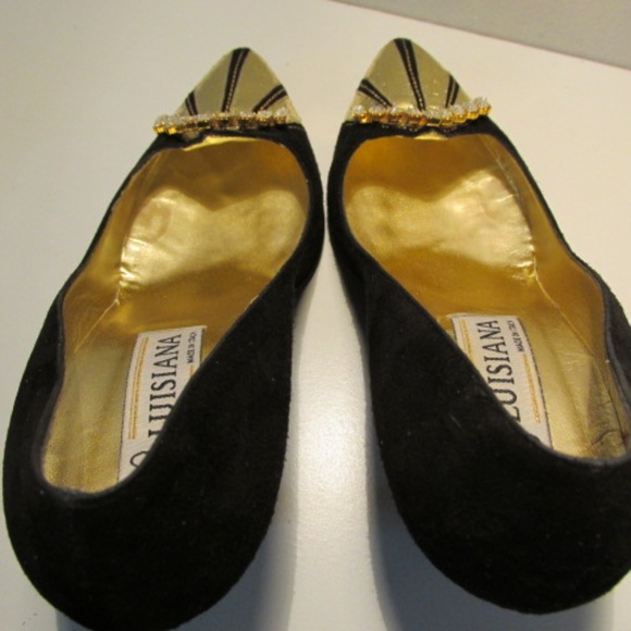 Vintage Black Leather Suede Pumps with Rhinestone Application, Size 36.5 - Picture 7 of 10